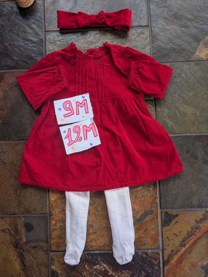 Robe rouge velours fête/ noël 9 - 12 mois Verbaudet CART 1 - photo numéro 2