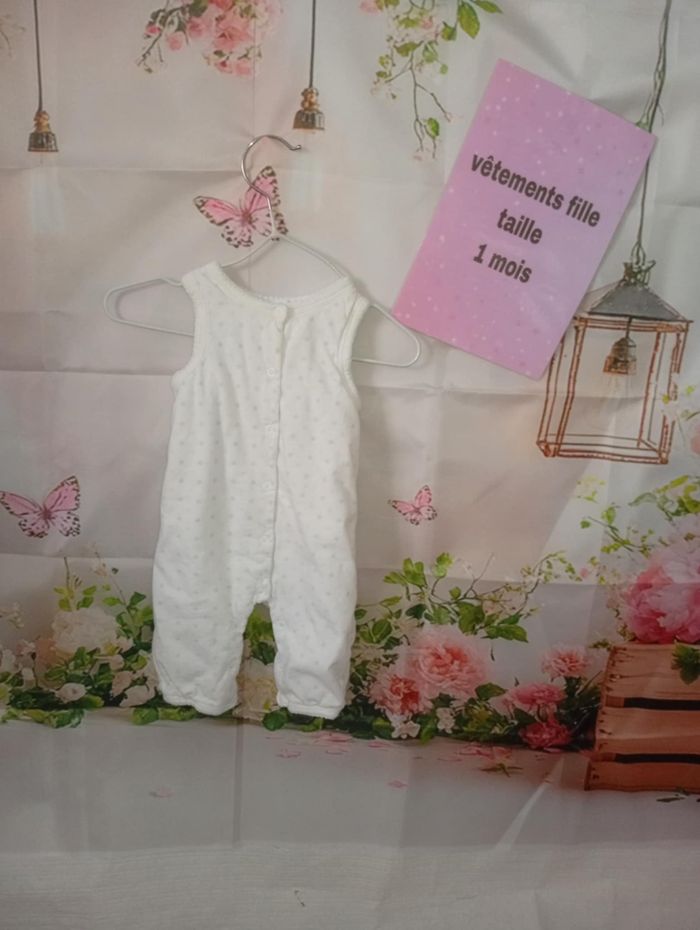 Ensemble ( salopette + gilet ) Jacadi paris blanc taille 1 mois / 56 cm - photo numéro 5