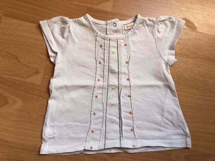 Joli T-shirt MC blanc T. 12 mois/74 cm Grain de Blé TBE
