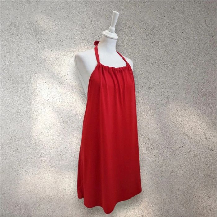 Robe fluide dos-nu à nouer rouge taille L - photo numéro 2