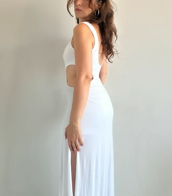 Robe longue blanche doublée taille S - photo numéro 8