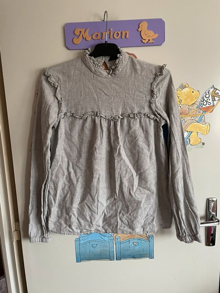 Blouse grise à manches longues, taille Xs, marque Bizzbee.