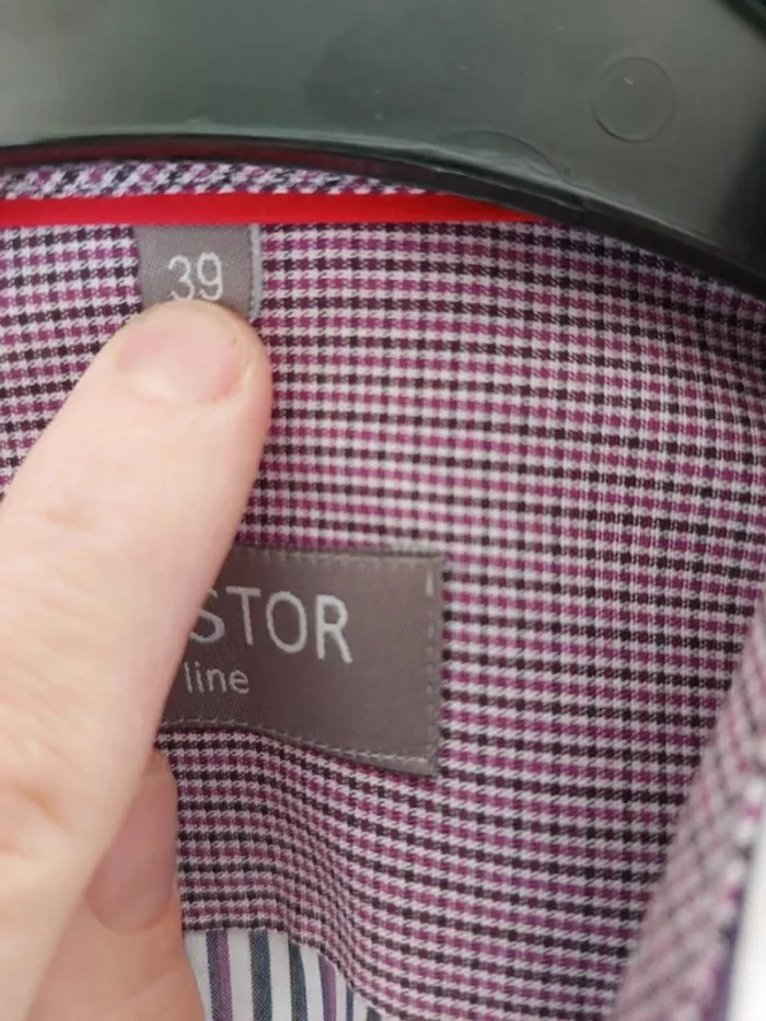 Chemise rayée mauve Kastor slim line taille M - photo numéro 4