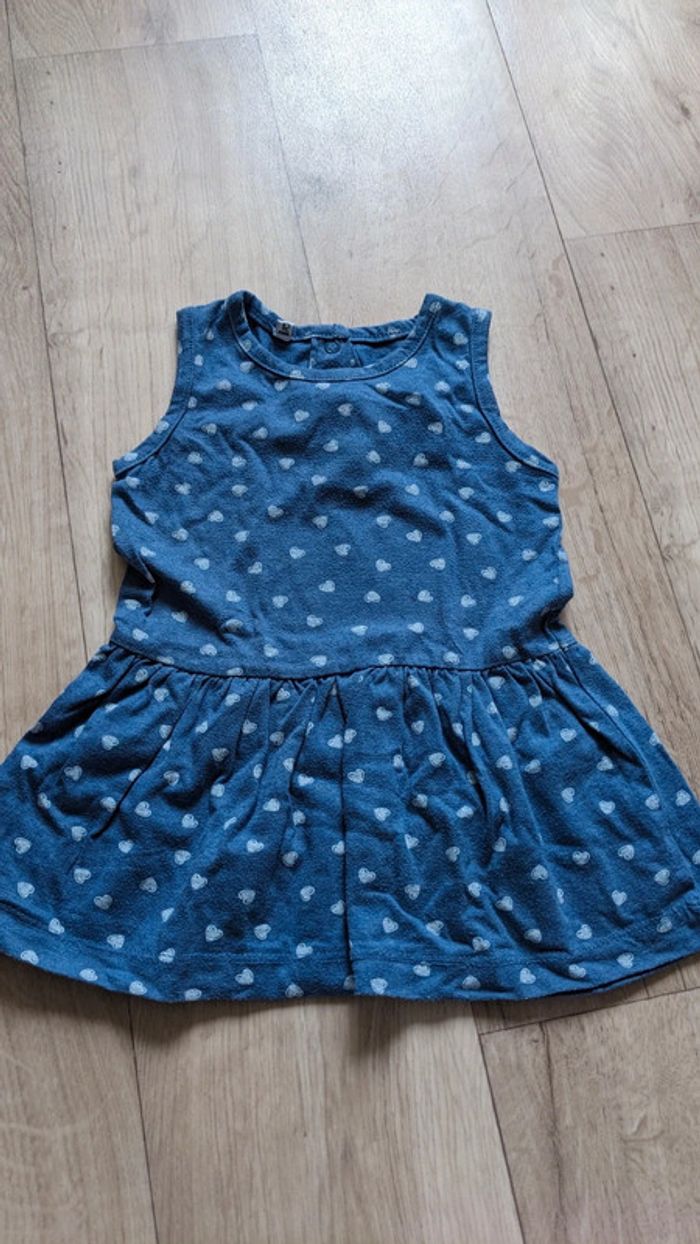 Robe bleu petit coeur 12 Mois