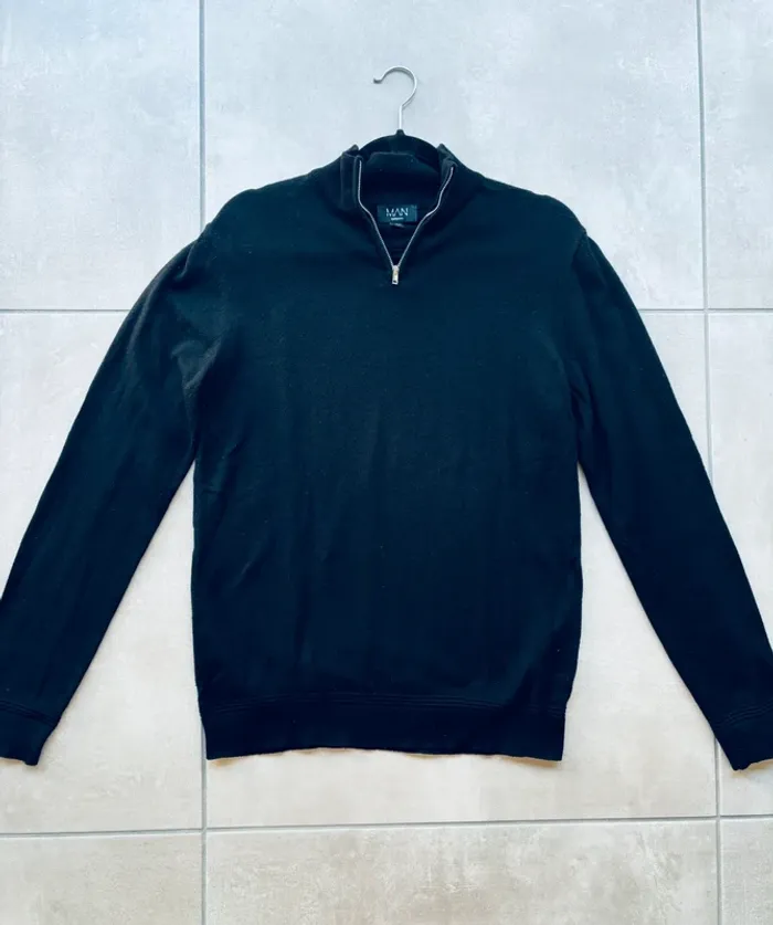 Magnifique pull noir zippé Boohoo homme