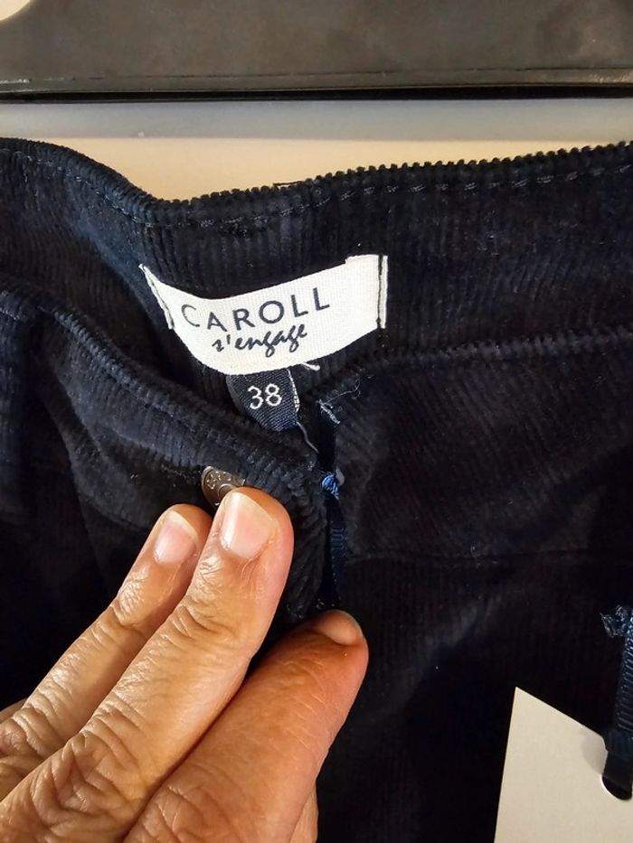 Pantalon marine velours côtelé Caroll Taille 38 - photo numéro 3