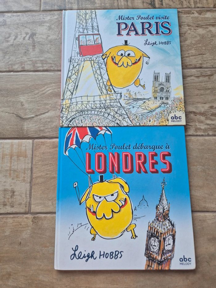 Lot de 2 livres Mister poulet visite Paris et débarque à Londres