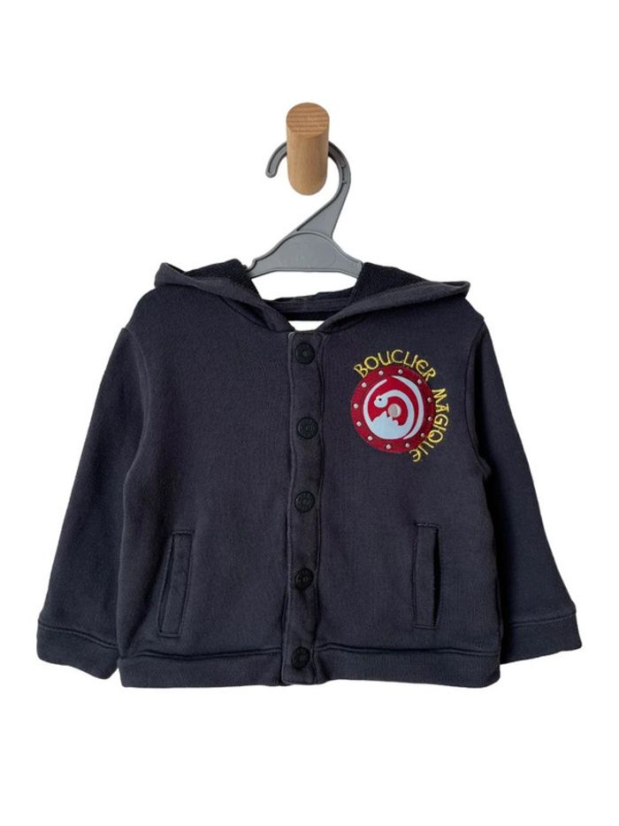 Sweat / cardigan à capuche “Bouclier magique” - LCDP 12 mois