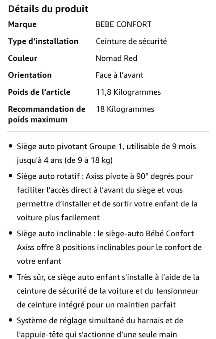 Siege auto bebe confort AXISS - photo numéro 8