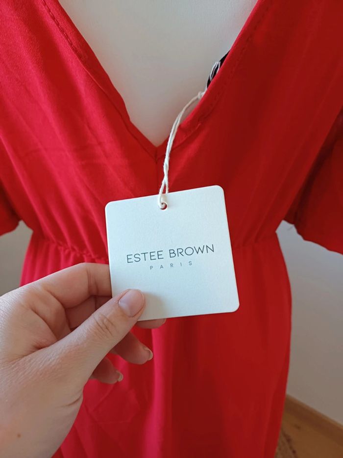 Robe longue rouge fluide à épaules dénudées neuve Estee Brown taille S/M 36/38 - photo numéro 10