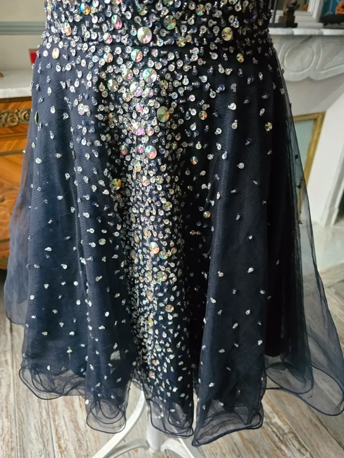 Robe de soirée Corizzi Paris bleu et strass - photo numéro 6