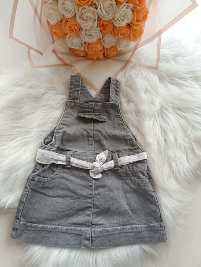 Robe salopette en jean bébé fille