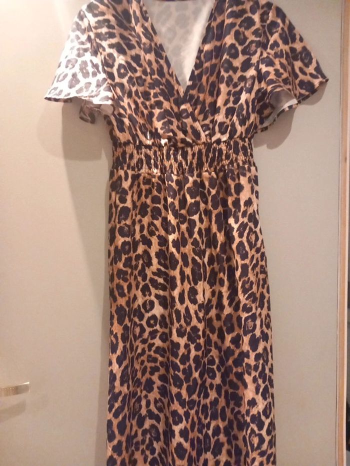 Robe longue fluide léopard S