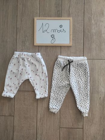 Lot de 2 pantalon molletonnés mixte 12 mois