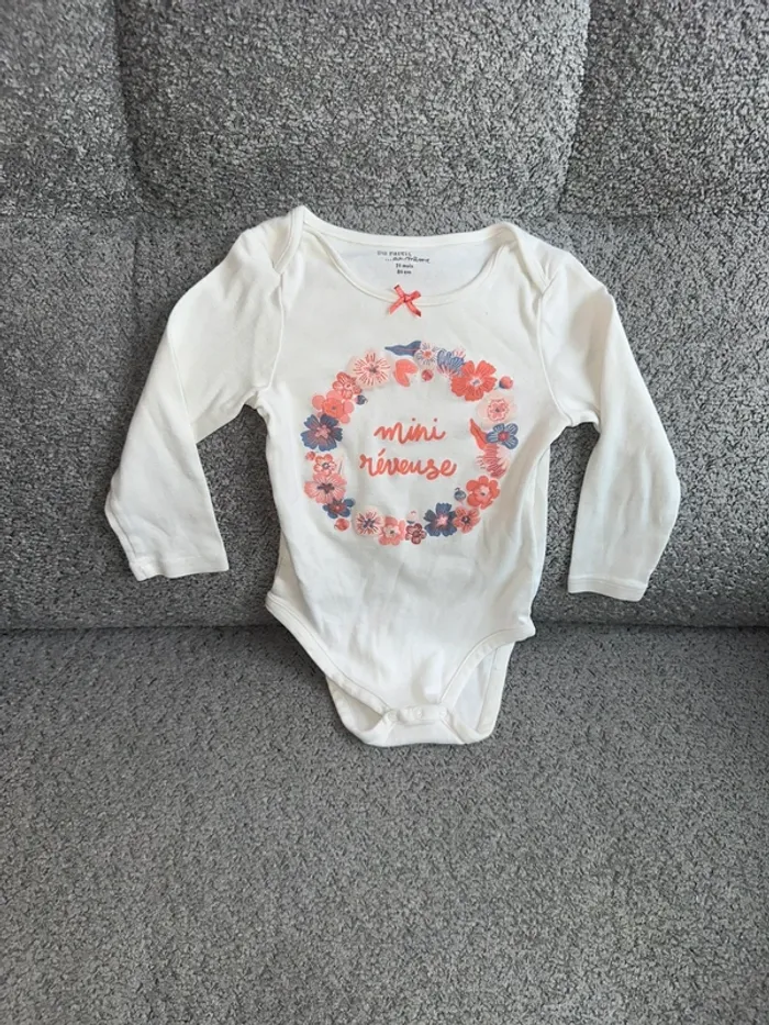 Bodie manches longues blanc rose fleuris Du Pareil Au Même