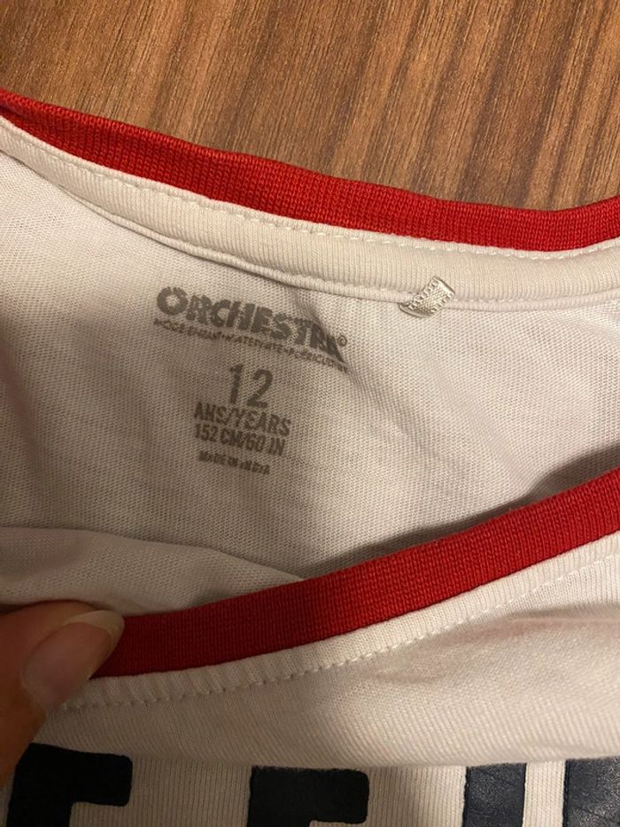 T-shirt blanc et rouge orchestra 12 ans - photo numéro 2