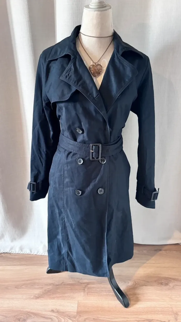 💕veste trench noir long hyper chic taille 40 L #MNGsuit #mango - photo numéro 3