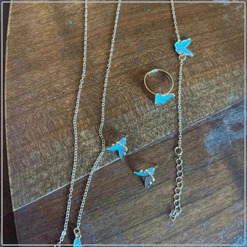 Parure  bijoux papillon blanc