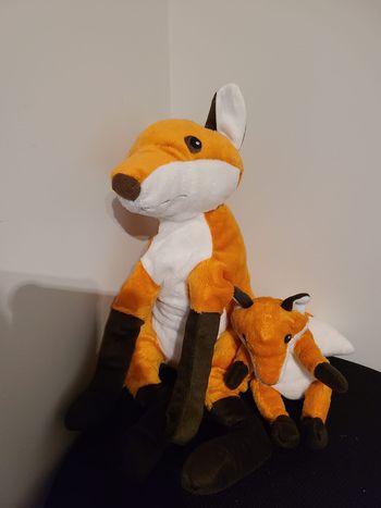 Renard IKEA doudou peluche avec bébé orange et noir