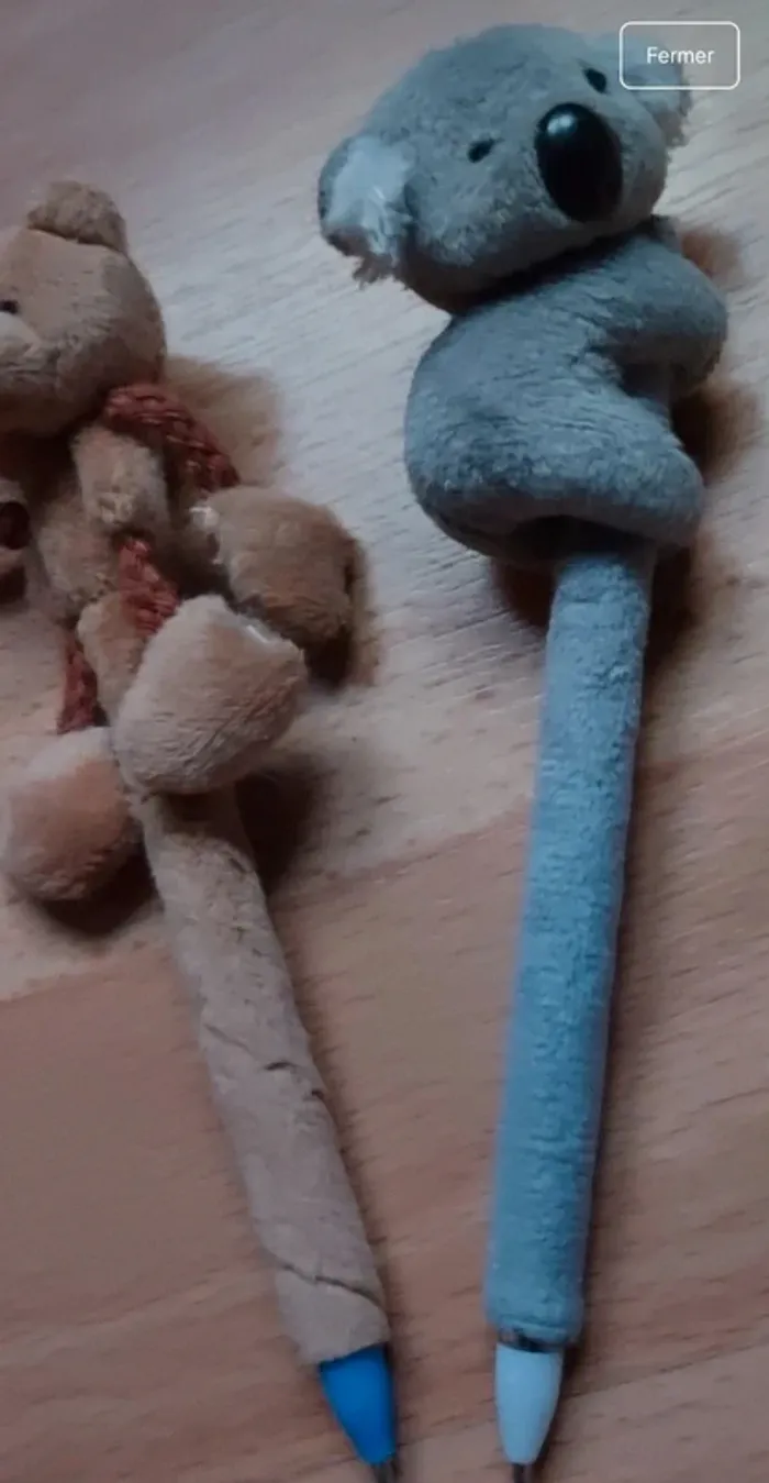 Lot de 2 bics stylo bille peluche ours et koala - photo numéro 3