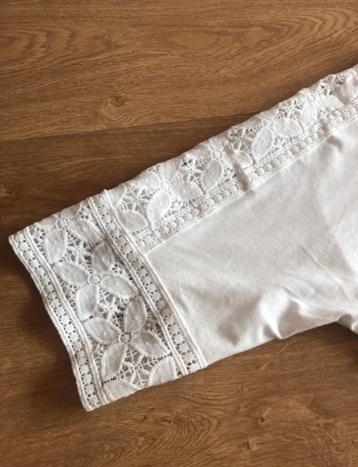 T shirt blanc ample broderie style - photo numéro 3