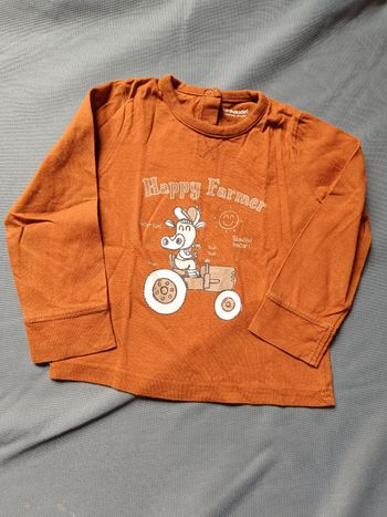T-shirt ML marron clair 🦕 Taille 18 mois