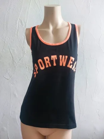 Débardeur Sportwear Noir et Orange Taille 38/40