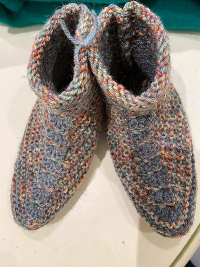 Chaussons, laine, tricoté, 35 - photo numéro 11