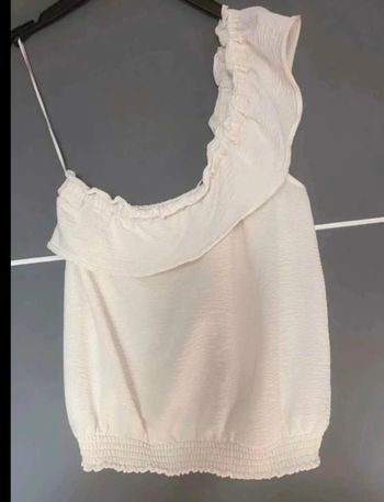 Top blouse asymétrique 44 XXL blanc été