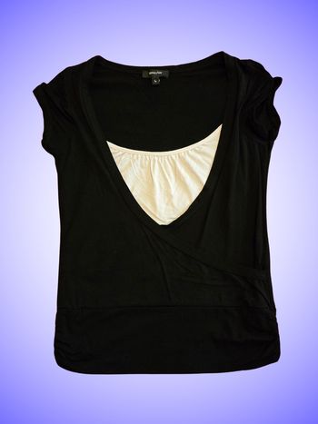 T-shirt Ringer Noir et Blanc Taille 40 L Jennyfer