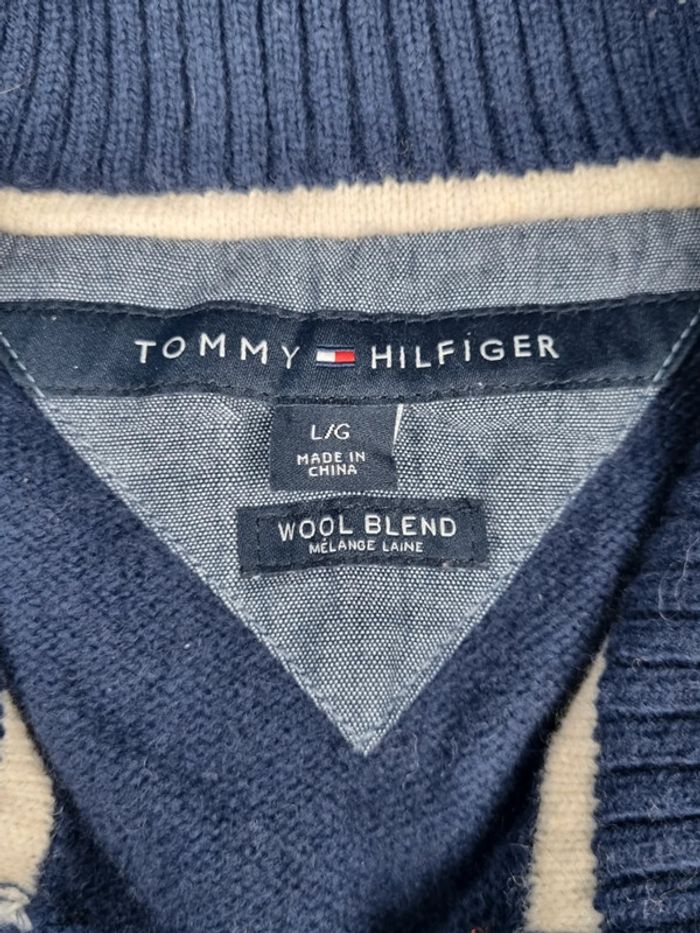 Pull 1/4 boutons Tommy Hilfiger bleu – Taille L Homme (mesures en photos) - photo numéro 5