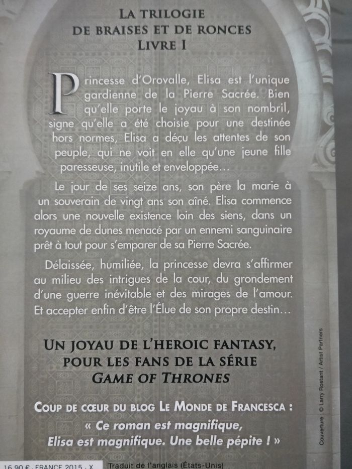 Livres Trilogie une fille de Braise et de ronces. - photo numéro 2