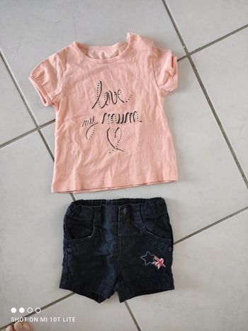 Ensemble short et tee shirt fille 9 mois