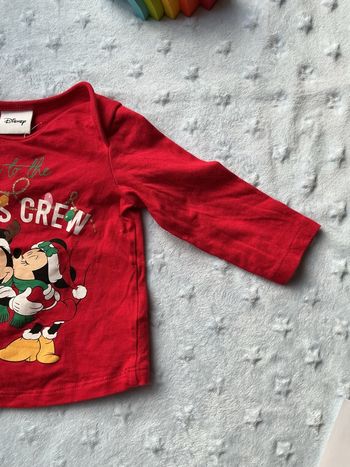Teeshirt manches longues rouge de Noël Disney 3 mois 