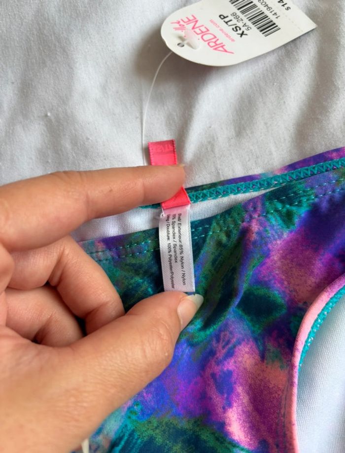 Bas de maillot de bain bikini multicolore motif feuillage Ardene taille XS/34 neuf - photo numéro 5