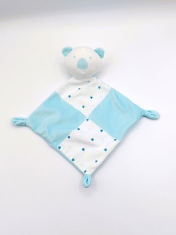 Doudou plat koala ours MES PETITS CAILLOUX bleu blanc étoiles sos doudou