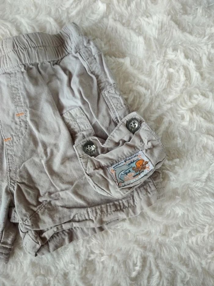 Ensemble (tee shirt+salopette+short) Garçon 6 mois dauphin pieuvre "ocean friends" 100% coton - photo numéro 16