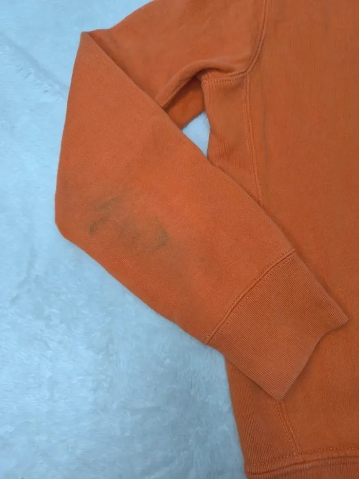 Sweat à capuche zippé Polo Ralph Lauren homme taille L orange manche tachée - photo numéro 10