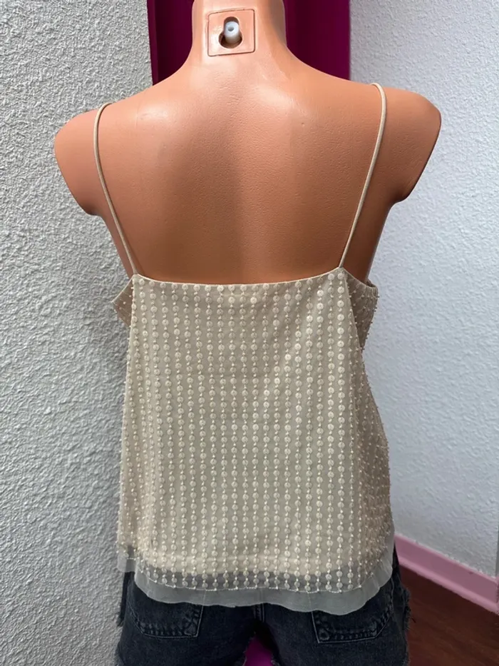 Débardeur beige à sequins et perles - photo numéro 3