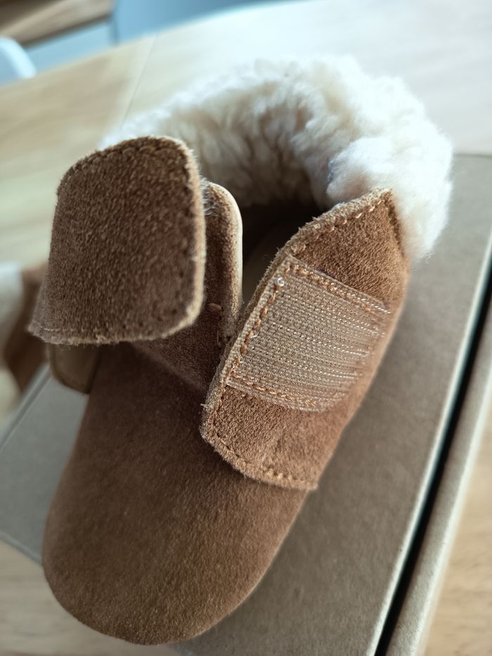 Chaussons en cuir suédois cherpa marron - photo numéro 4