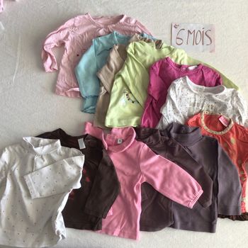 12 t-shirts manches longues 6 mois fille