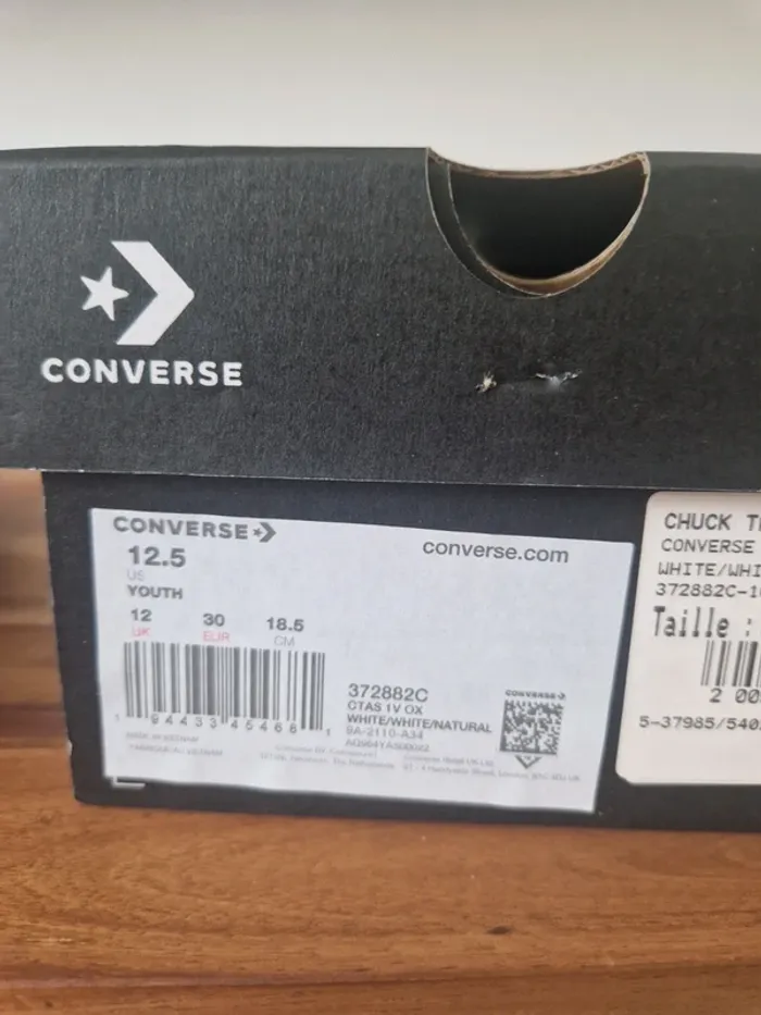 Converse taille 30 blanche à scratchs - photo numéro 8