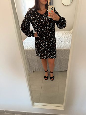 Robe fluide noire à pois taille m