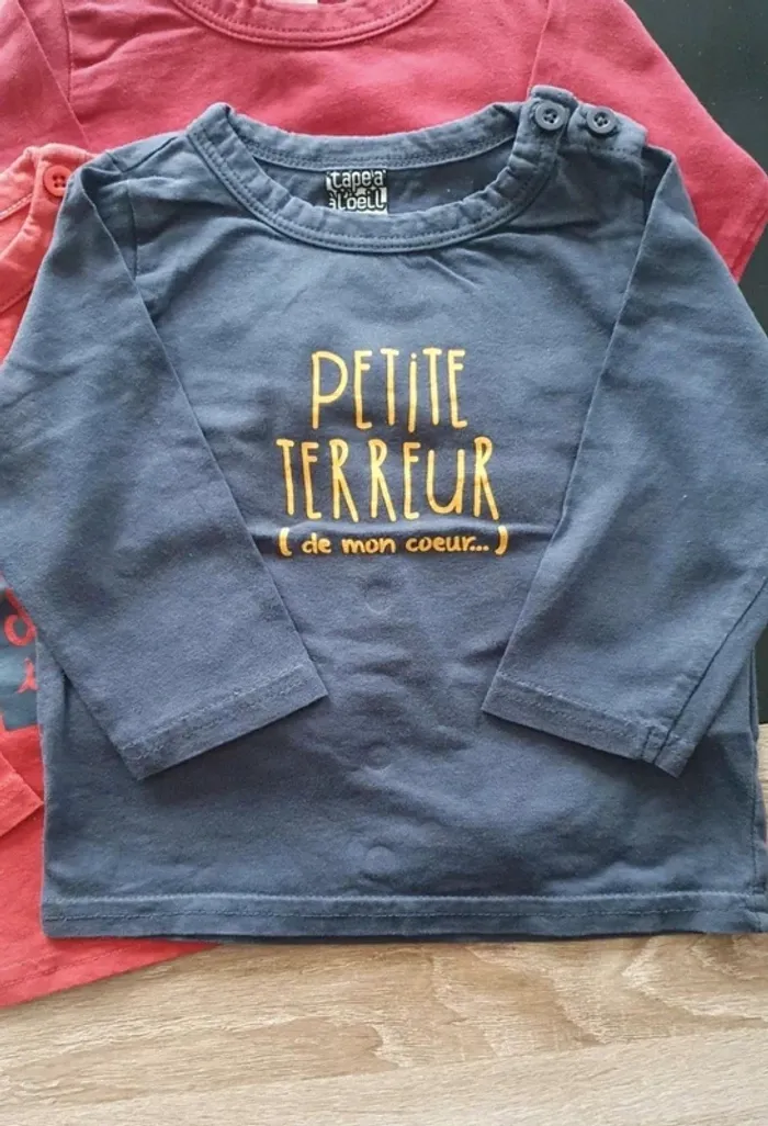 Lot de 4 tee-shirts manches longues 9 mois - photo numéro 2