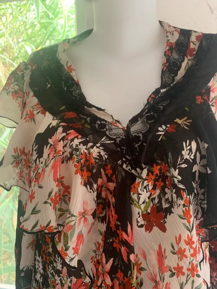 Blouse Zara fleuri manches longues taille 36 transparente - photo numéro 3