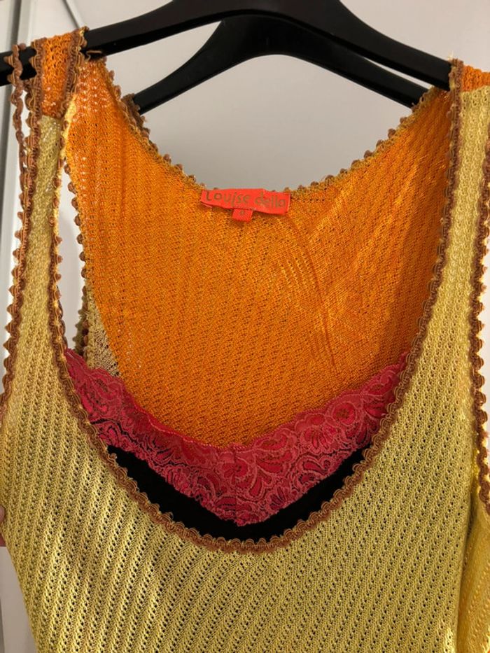 Robe deux-en-un originale dentelle & résille colorée - photo numéro 5