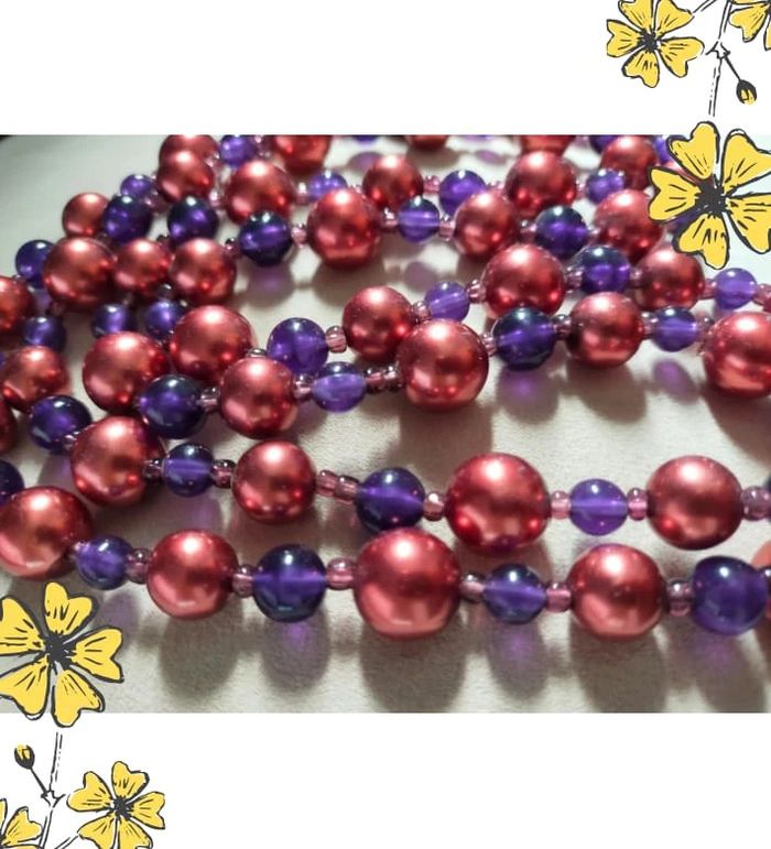 Collier bordeaux & violet double rang – Perles fantaisie – Élégance colorée - photo numéro 6