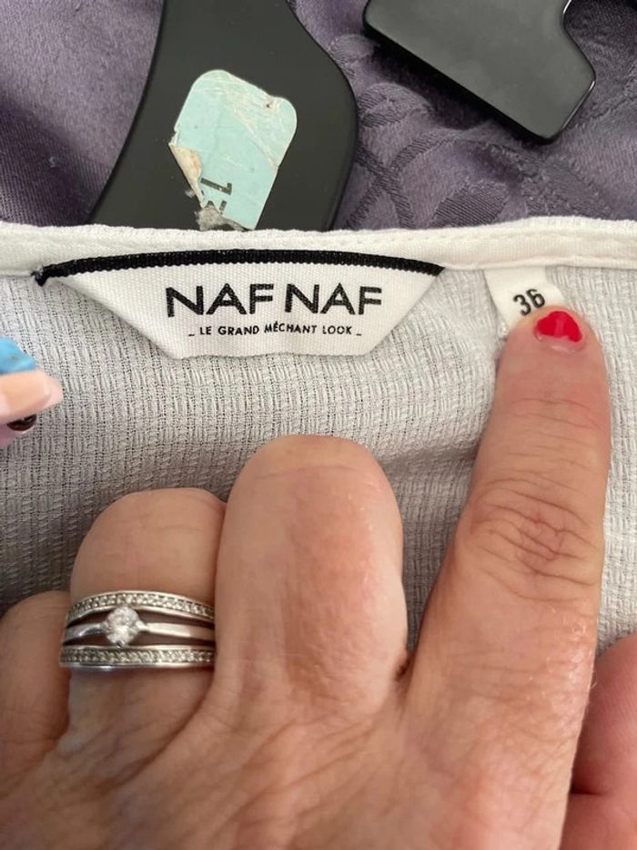 blouse Naf Naf blanc taille M - photo numéro 3