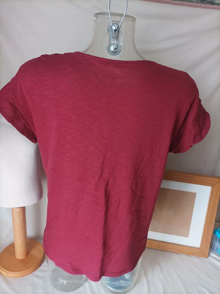 Tee-shirt manches courtes bordeaux Camaieu femme taille 42 - photo numéro 3