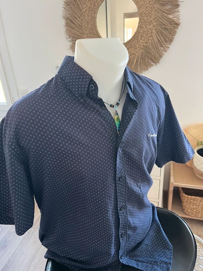 Chemise Pierre Cardin manches courtes bleu marine - Taille M - photo numéro 2